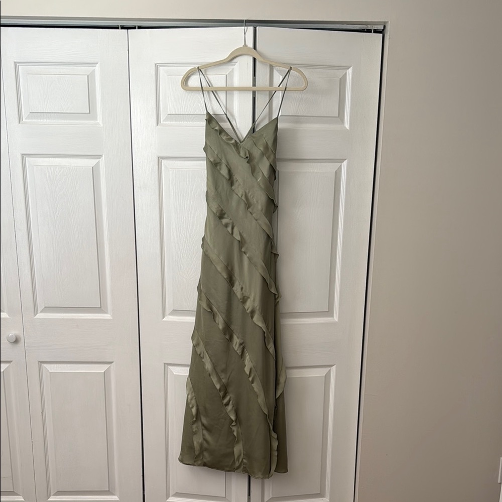 Elegant Olive Green Strappy Dress